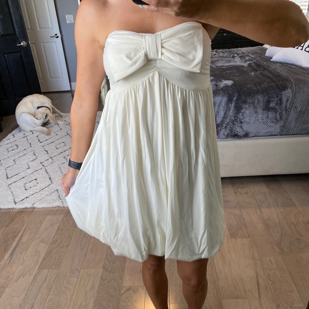 Karen Zambos cute strapless dress Sz P